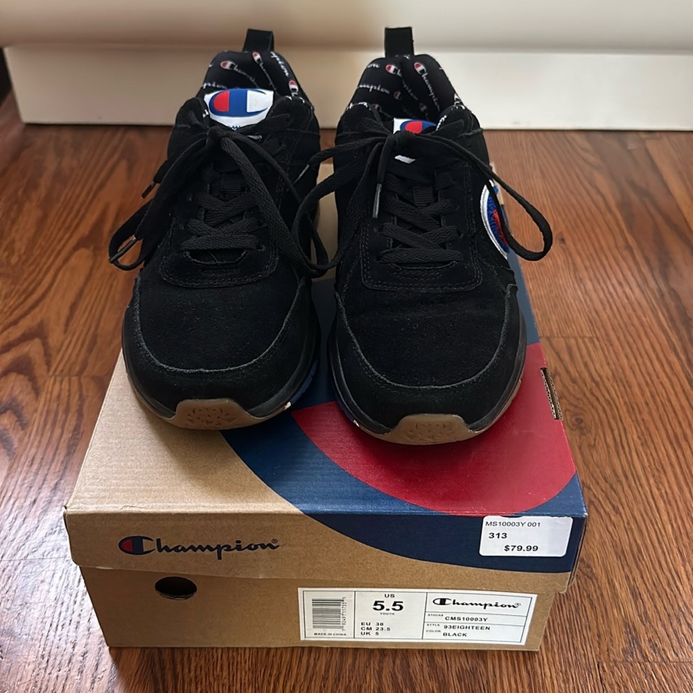 Champion Black Suede Sneakers Sz: Youth 5.5/Womens 7
